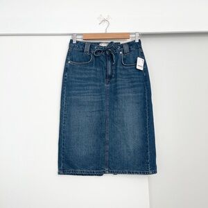 NWT Free People Stella Midi Column Denim Skirt Size 27